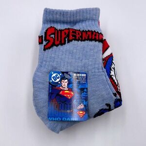 DC Comics Superman Mid-Crew Socks 3 Pairs Size M/L Shoe 3-10 Blue Red Grey NEW